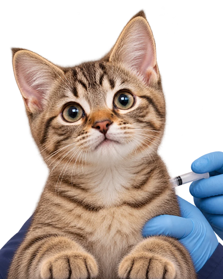 Aşı yapılan tekir kedi yavrusu